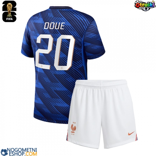 Otroški Nogometni dresi Francija Desire Doue #20 Domači SP 2026 Kratek Rokav (+ Kratke hlače)